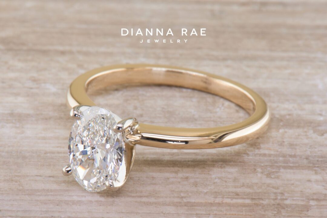 Two-Tone Oval Diamond Solitaire Engagement Ring