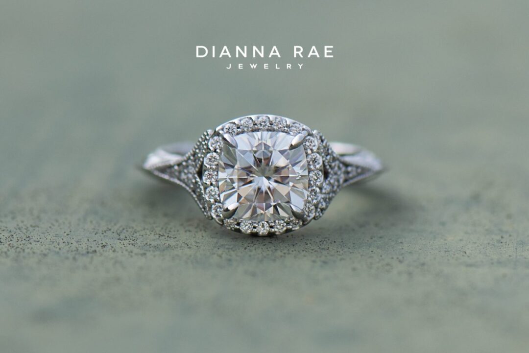 White Gold Cushion Cut Moissanite Engagement Ring - Image 2