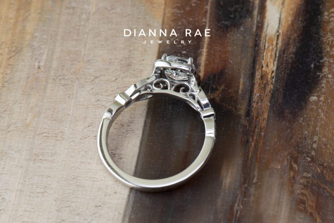 Platinum Halo Cushion Cut Diamond Engagement Ring with Pipen Band - Image 2