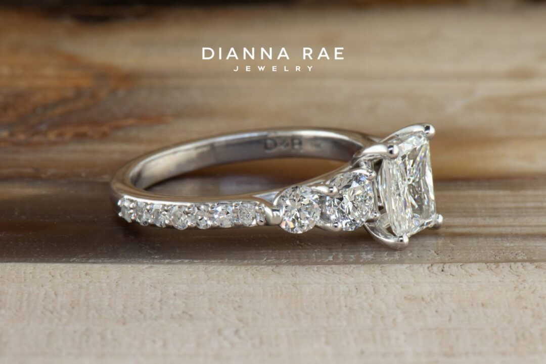 White Gold 5 Stone Diamond Engagement Ring - Image 2