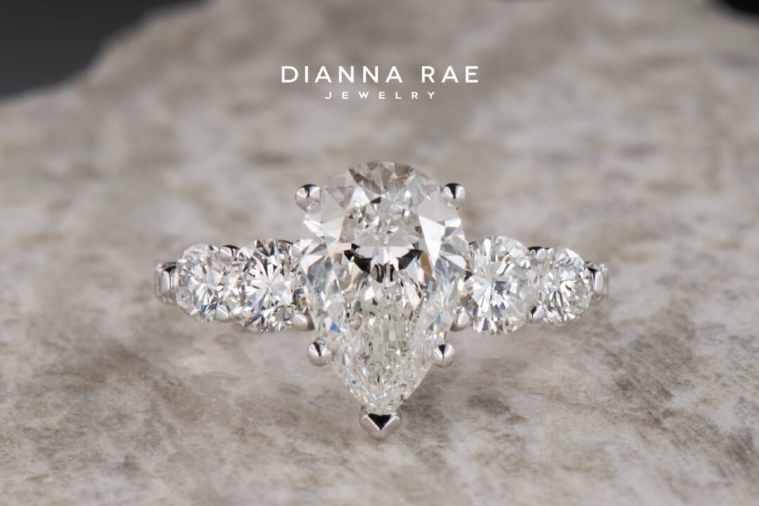 White Gold Five-Stone Pear Diamond Engagement Ring