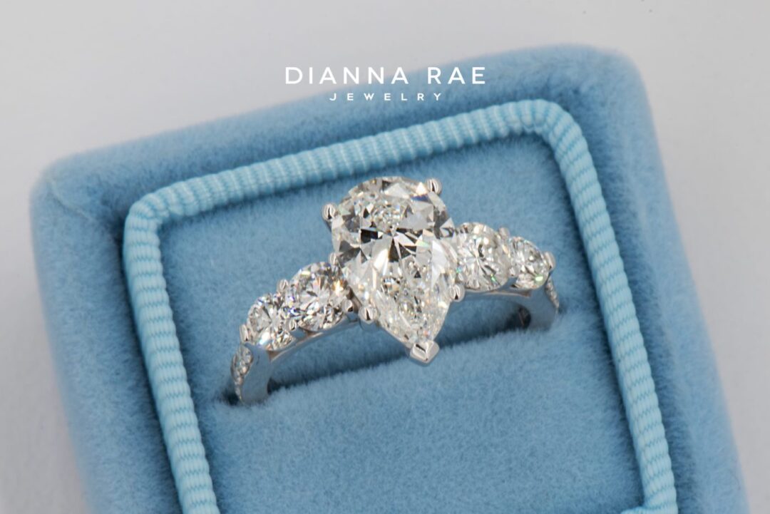 White Gold Five-Stone Pear Diamond Engagement Ring - Image 2