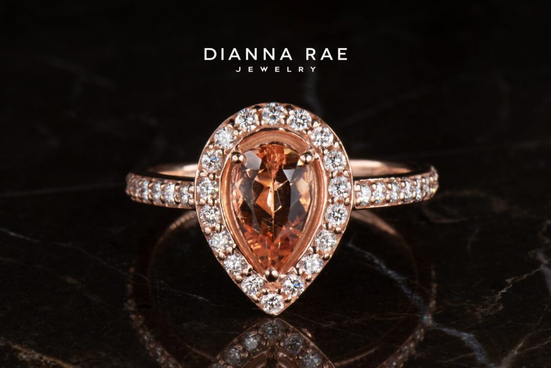 Rose Gold Pear Imperial Topaz and Diamond Ring - Image 2