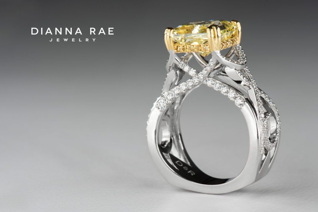 Couture Two-Tone Yellow Diamond Cocktail Ring - Image 2