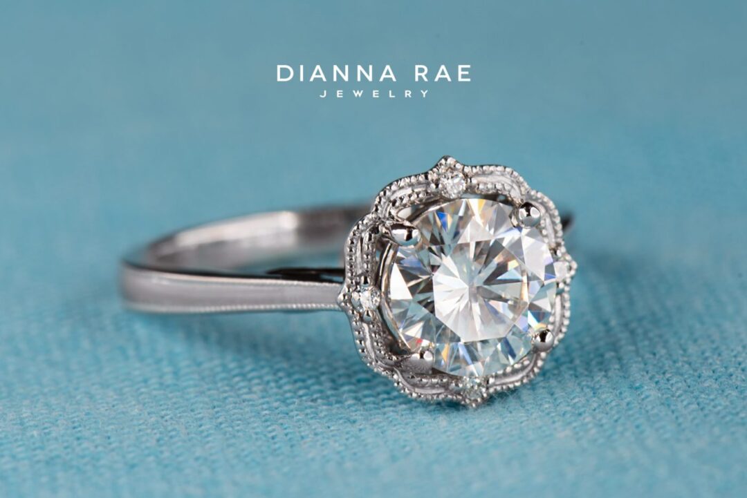 Daisy - White Gold Engagement Ring with Milgrain Detail