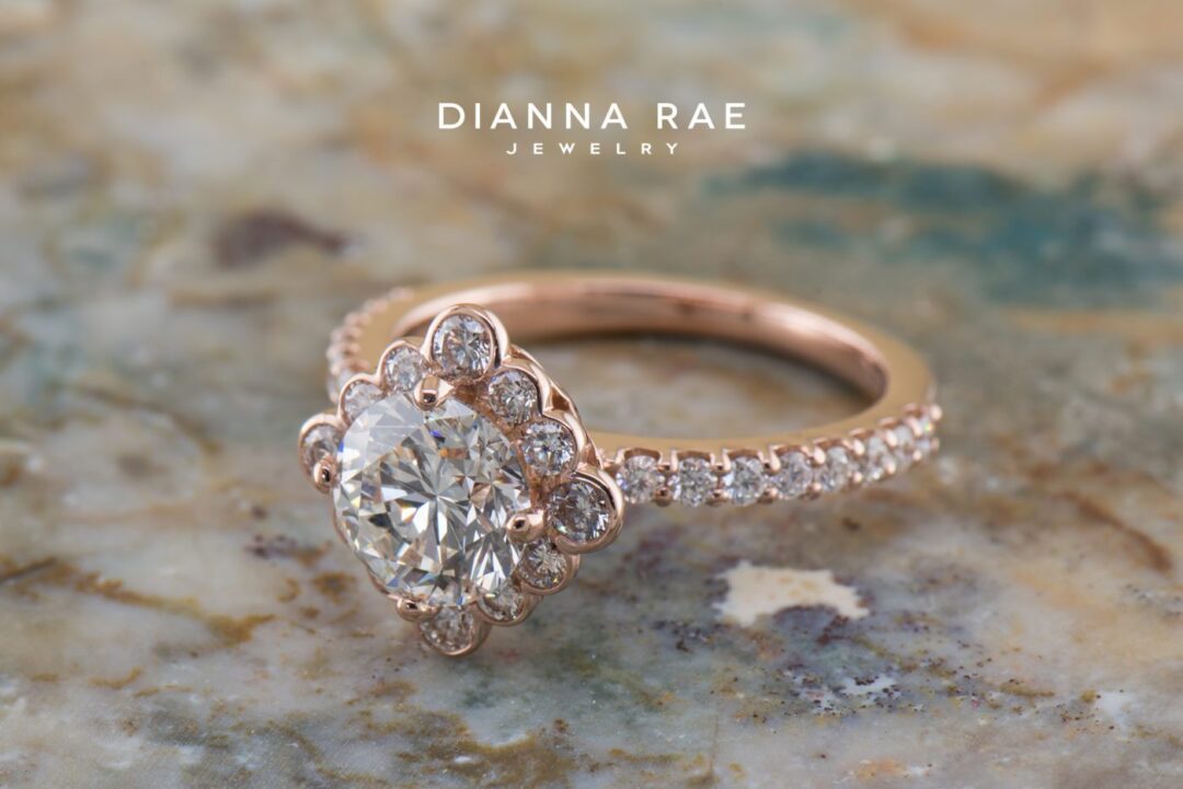 Lily - Rose Gold Diamond Accent Engagement Ring