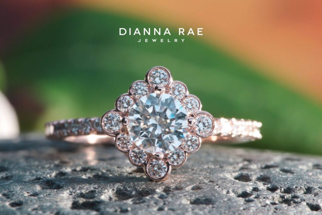 Lily - Rose Gold Diamond Accent Engagement Ring - Image 3
