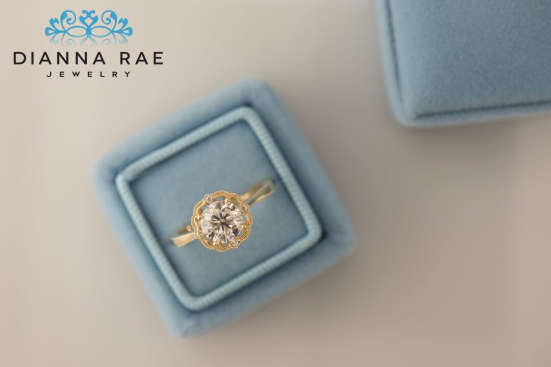 Daisy - Yellow Gold Engagement Ring with Milgrain Detail - Image 3