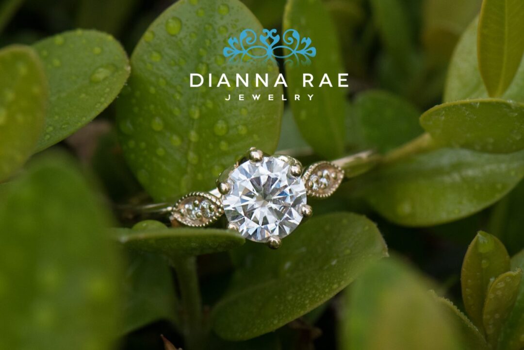 Dahlia - Yellow Gold Round Floral Crown Engagement Ring