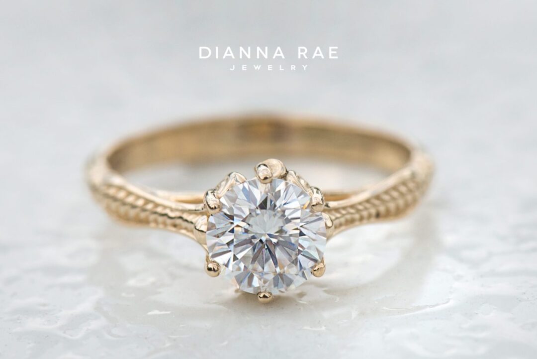 Violet - Yellow Gold Moissanite Engagement Ring - Image 4