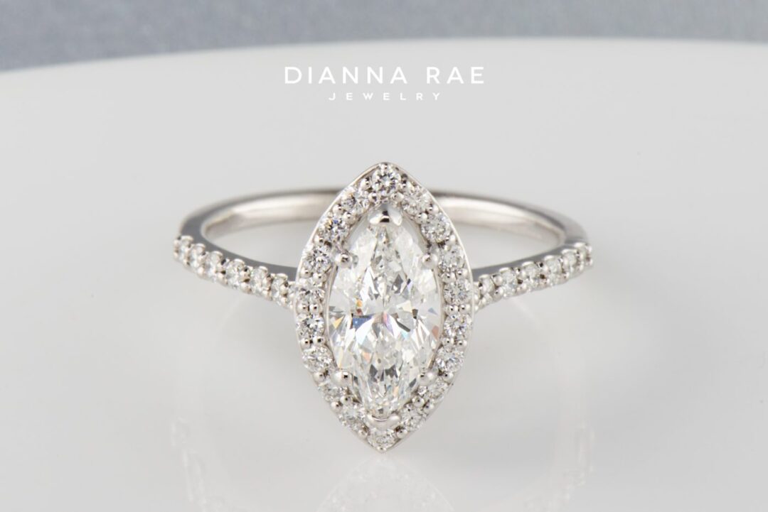 Platinum Marquise Diamond Halo Engagement Ring
