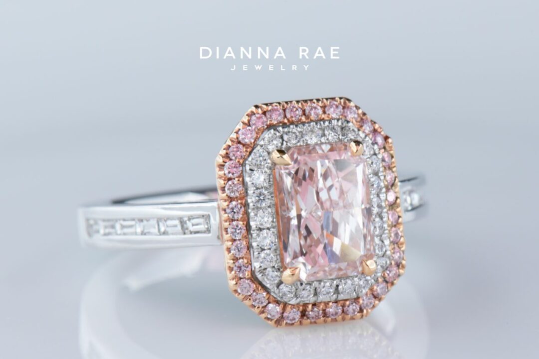 Couture Two-Tone Natural Pink Diamond Double Halo Ring - Image 2