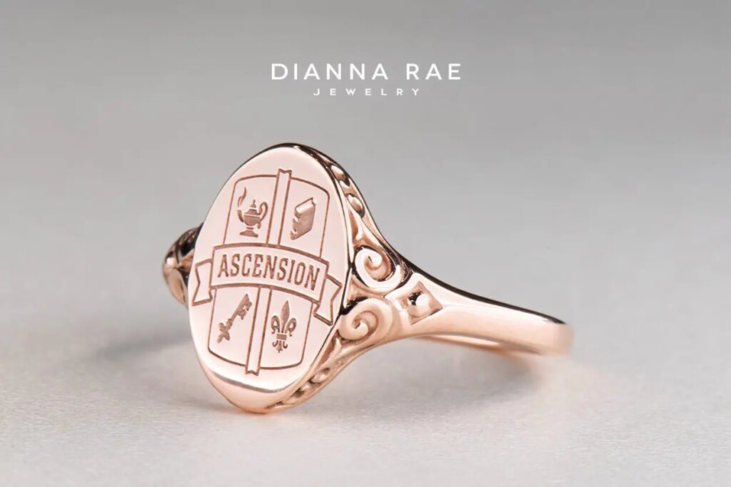 Rose Gold Signet Class Ring with Engraving