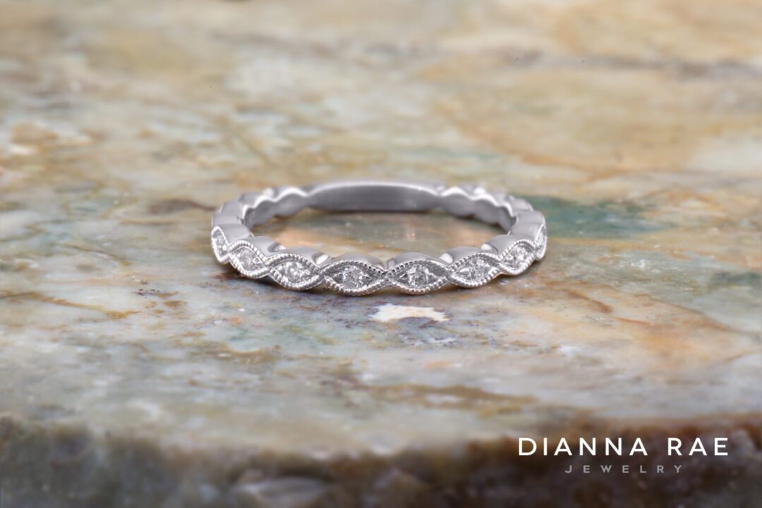 White Gold Vintage Diamond Wedding Band