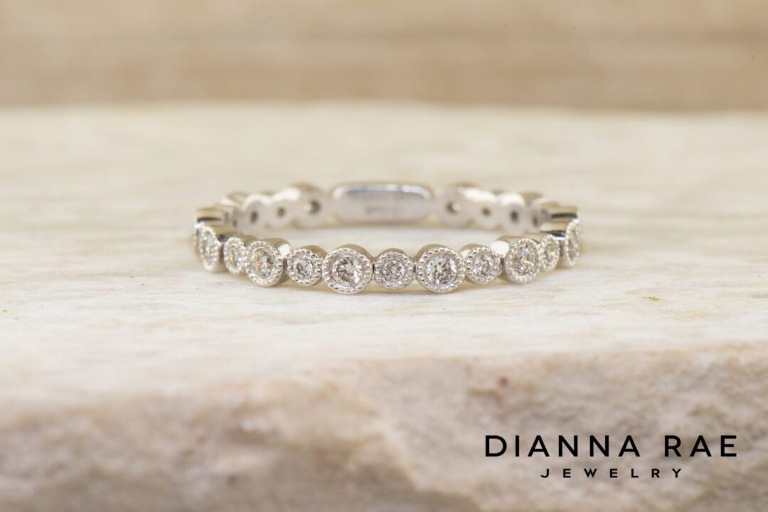 White Gold Bezel-Set Vintage Diamond Wedding Band
