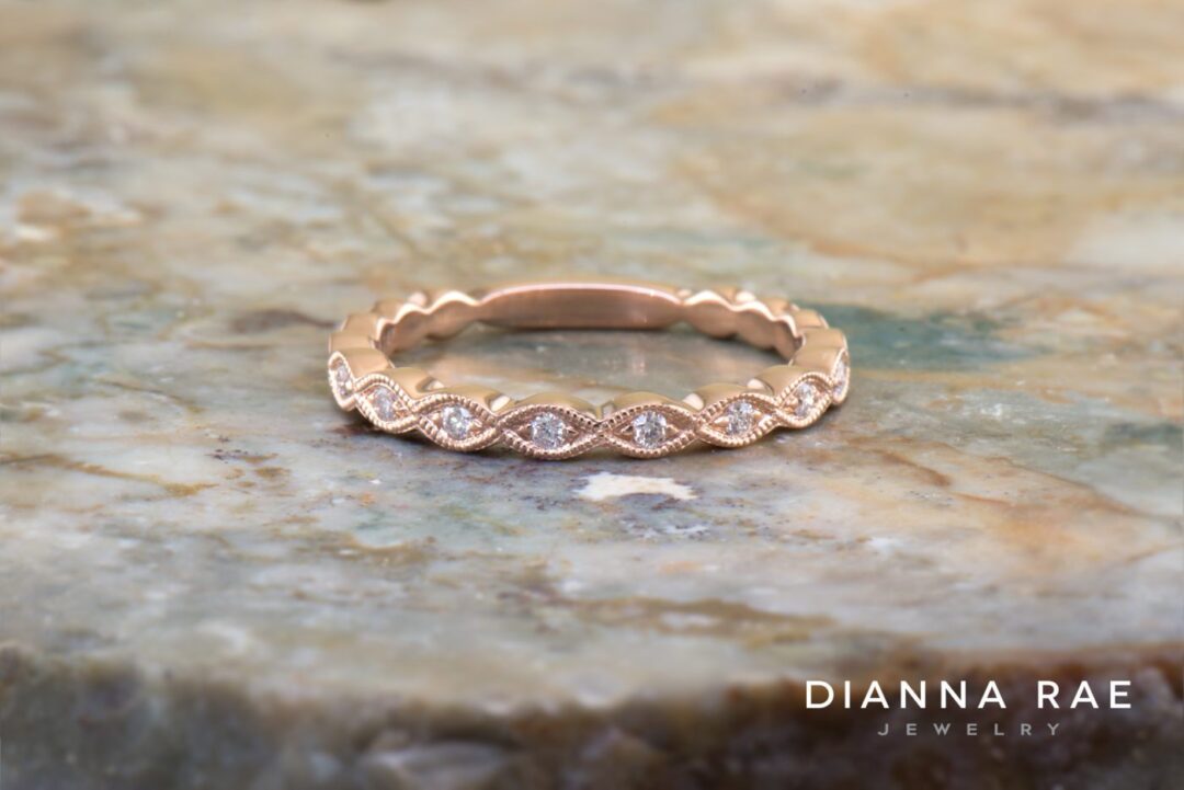 Rose Gold Vintage Diamond Wedding Band