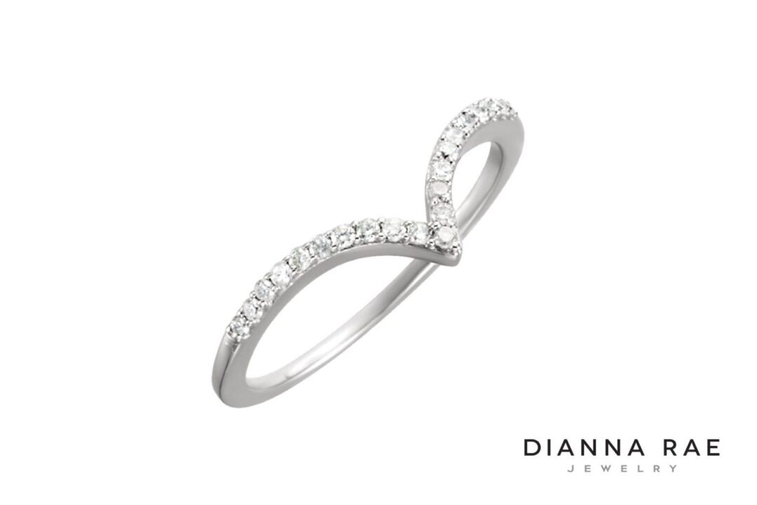 White Gold Diamond V Ring
