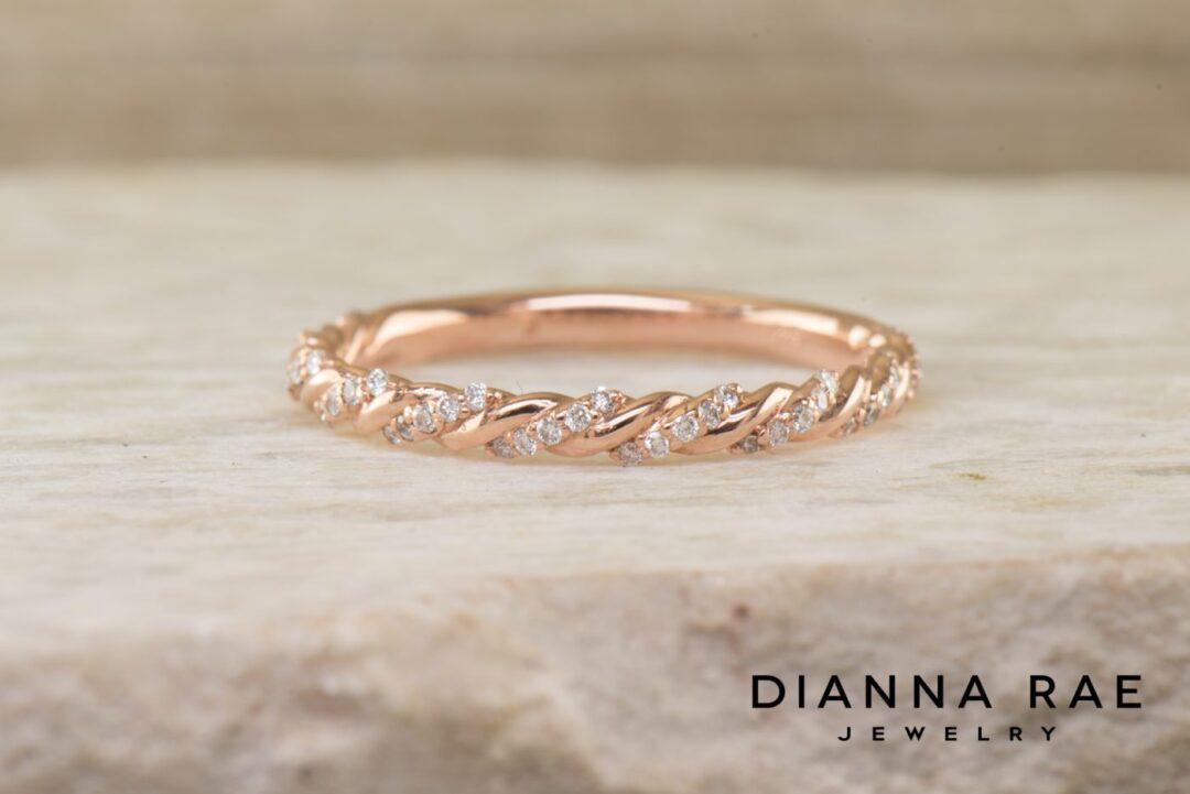 Rose Gold Twist Diamond Wedding Band
