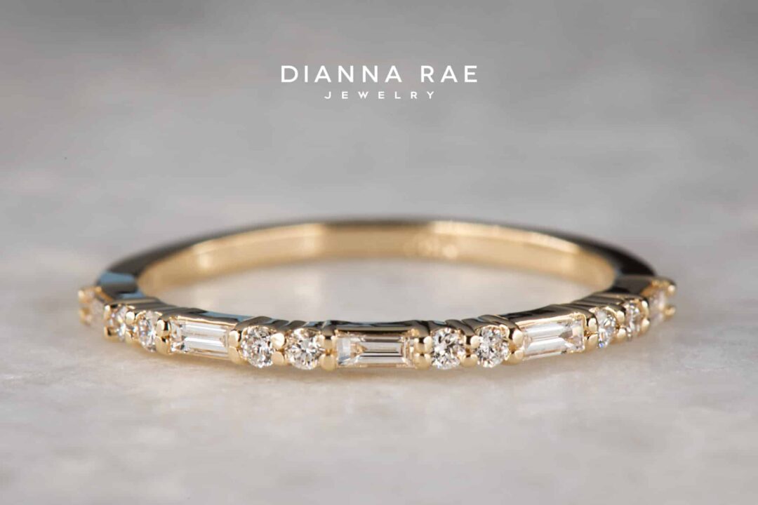 14kt Yellow Gold Baguette and Double Round Diamond Band