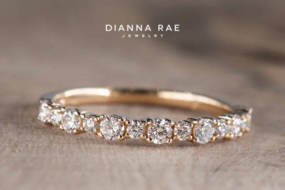 14kt Yellow Gold Alternating Round Diamond Band - Image 2