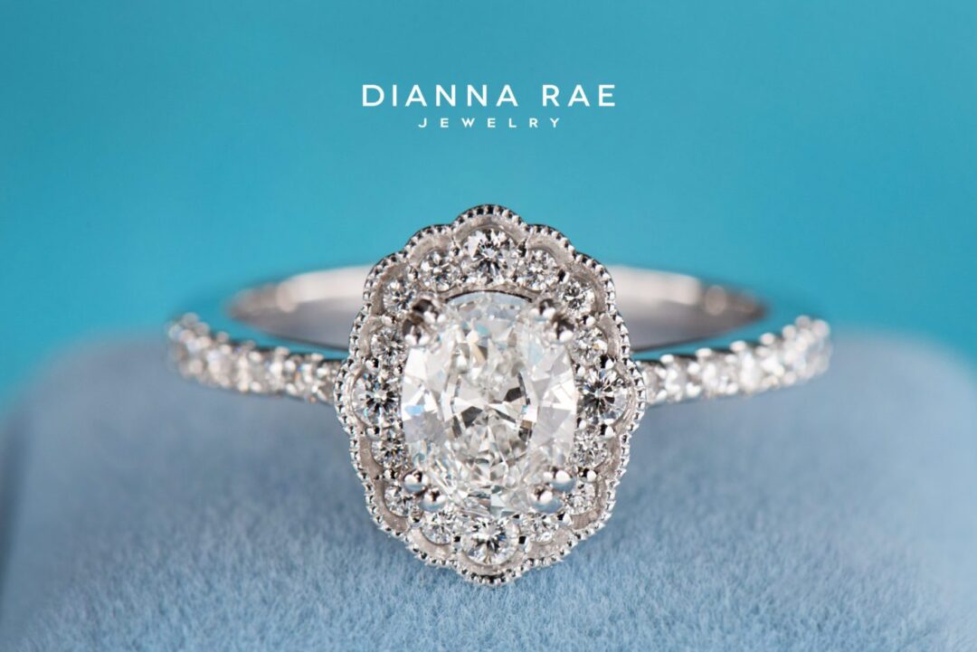 Magnolia Bloom - White Gold Oval Engagement Ring with Diamond Accents - Image 2