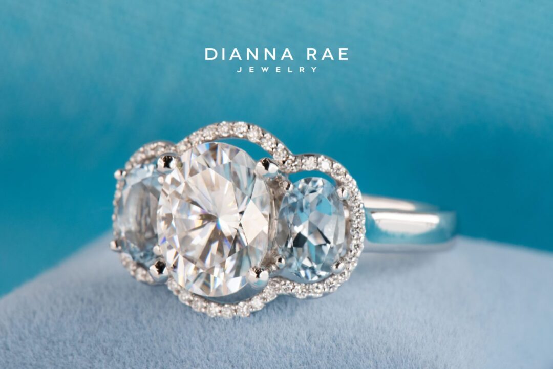 White Gold Three Stone Engagement Ring - Image 2