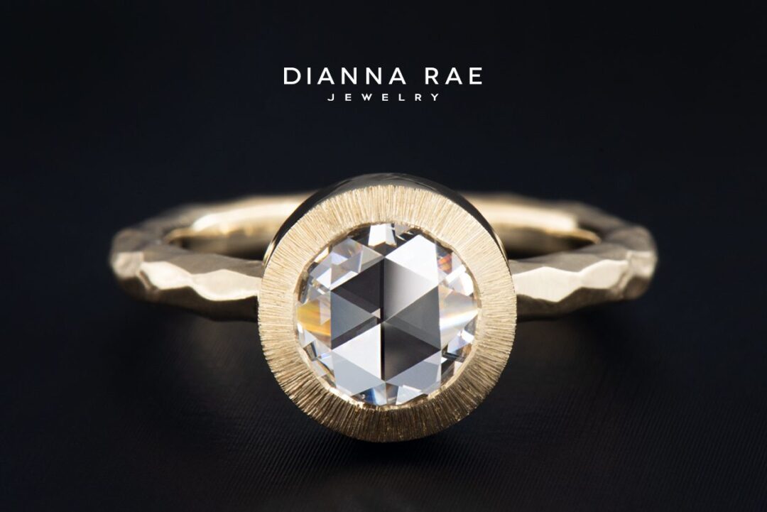 Yellow Gold Rose-Cut Diamond Bezel Engagement Ring