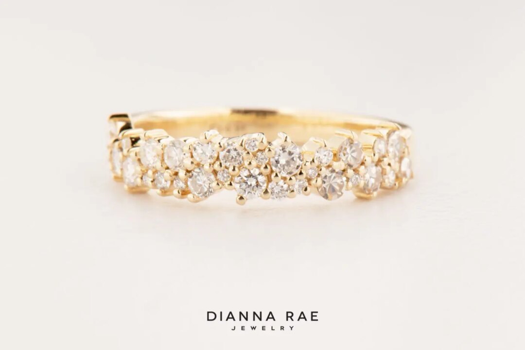 Yellow Gold Diamond Confetti Style Wedding Band