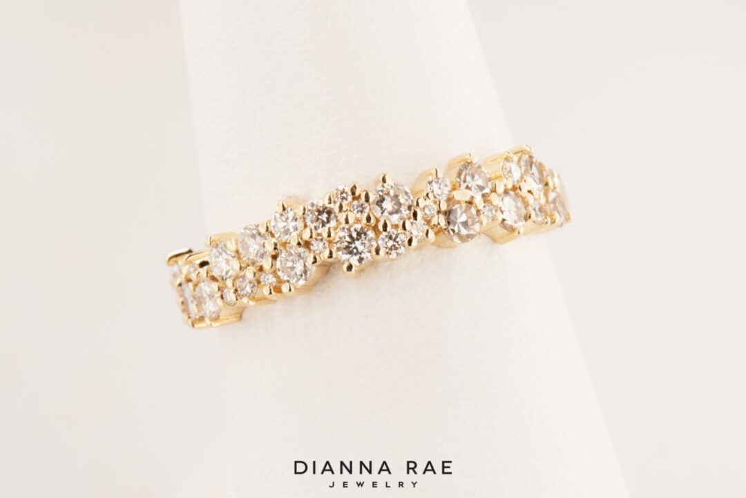 Yellow Gold Diamond Confetti Style Wedding Band - Image 6