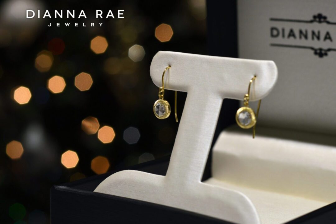 Yellow Gold Rose Cut Diamond Earrings