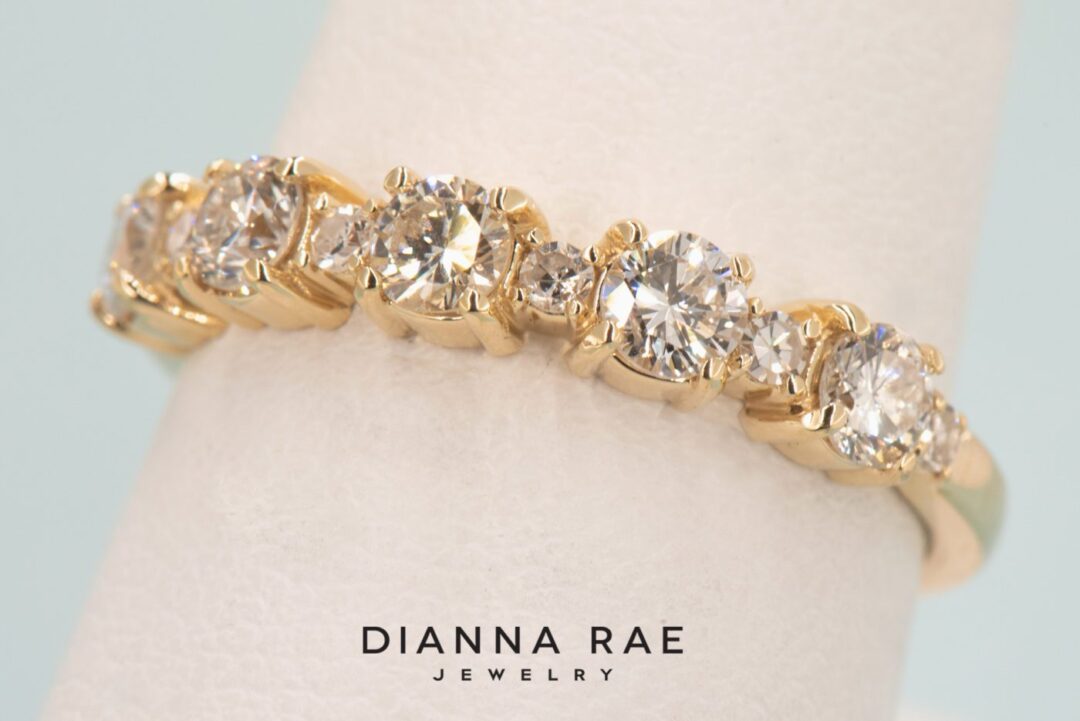 14k Yellow Gold Alternating Diamond Wedding Band - Image 2