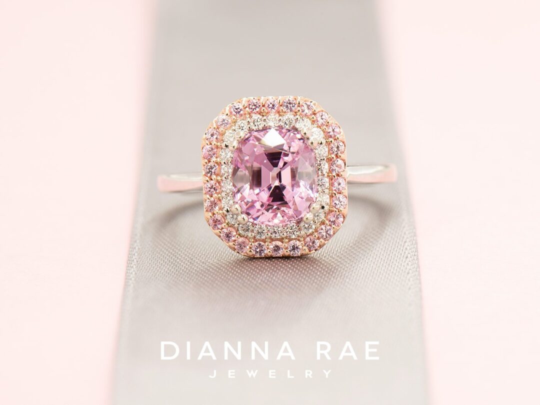 White and Rose Gold Pink Spinel & Diamond Ring - Image 11