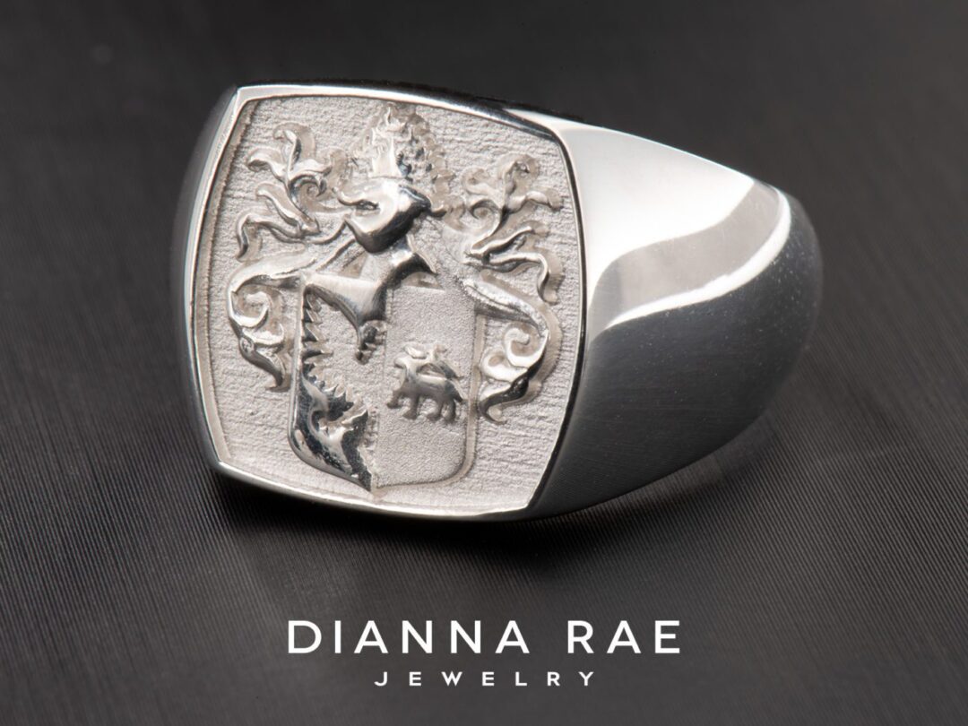 Sterling Silver Custom Family Crest Class Ring - Image 4