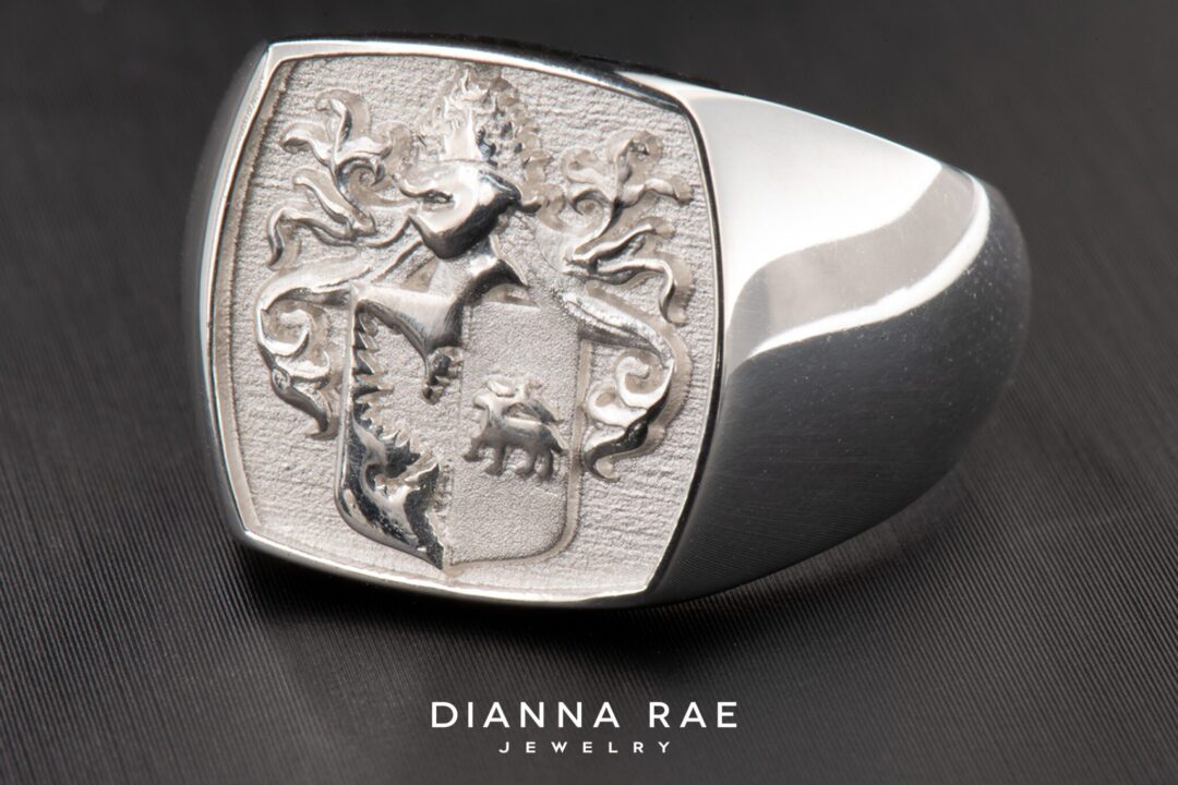 Sterling Silver Custom Family Crest Class Ring - Image 2