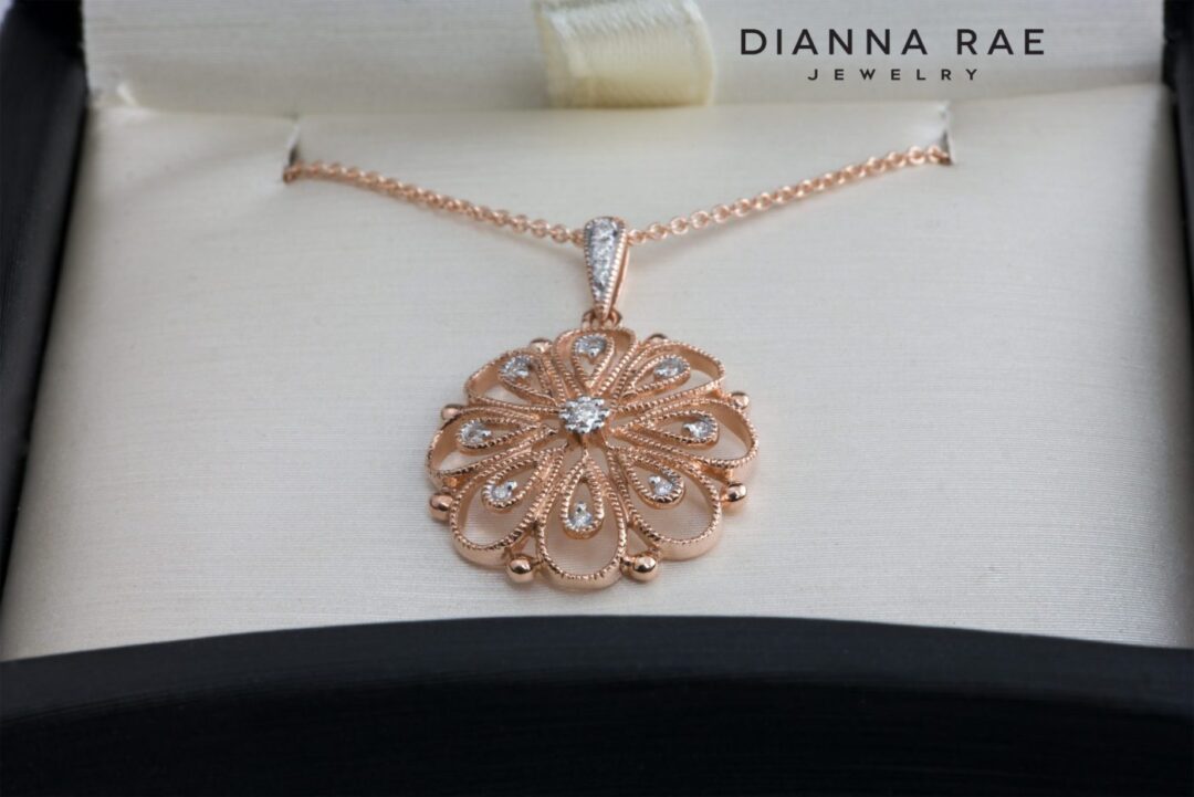 Rose Gold Diamond Floral Necklace
