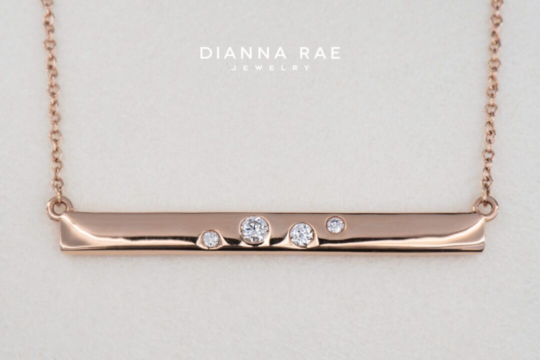 Rose Gold Diamond Bar Necklace - Image 2