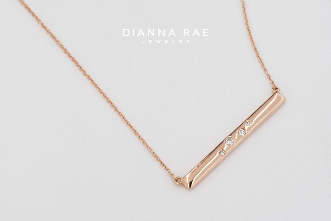 Rose Gold Diamond Bar Necklace