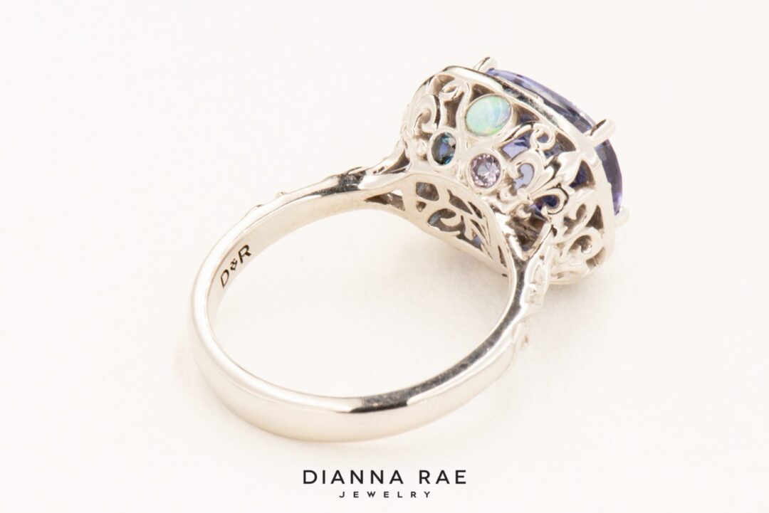 Platinum Tanzanite and Gemstone Ring - Image 3