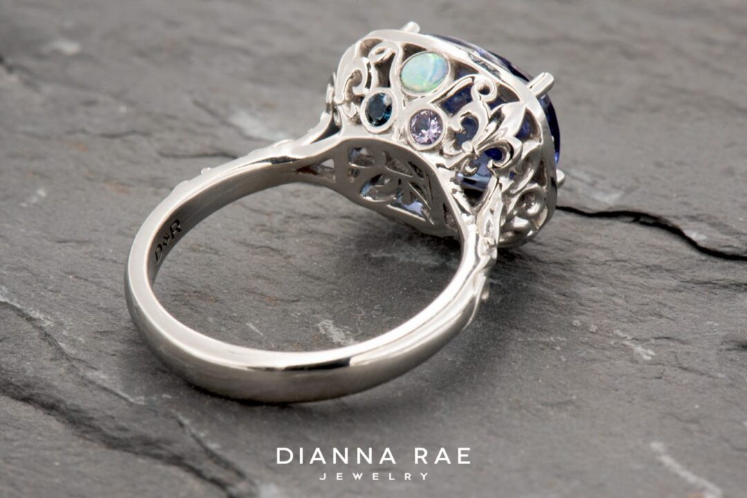 Platinum Tanzanite and Gemstone Ring - Image 4