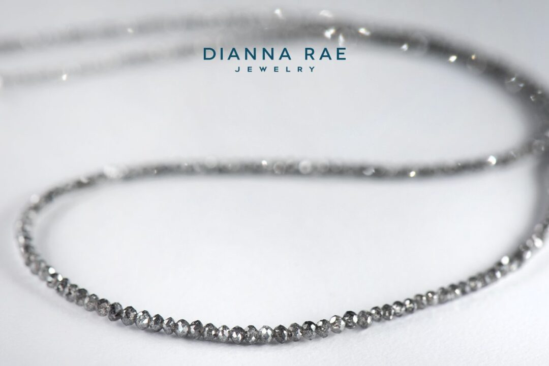 16" White Gold Silver Diamond Beaded Necklace Strand