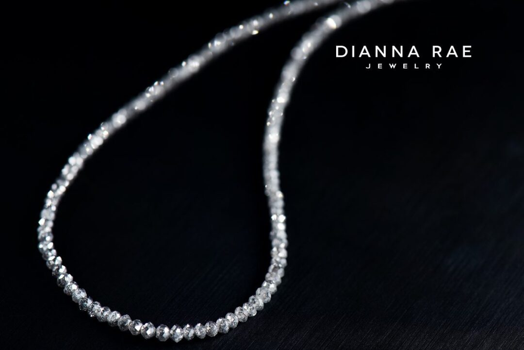 16" White Gold Silver Diamond Beaded Necklace Strand - Image 2