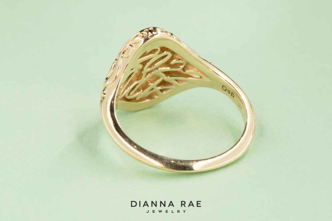 Women's Yellow Gold Signet Class Ring - Image 2