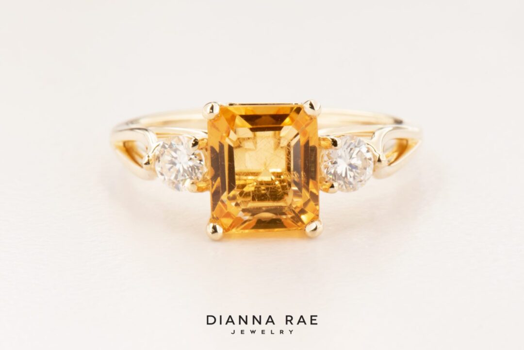 14K Yellow Gold Citrine and Diamond Ring - Image 2