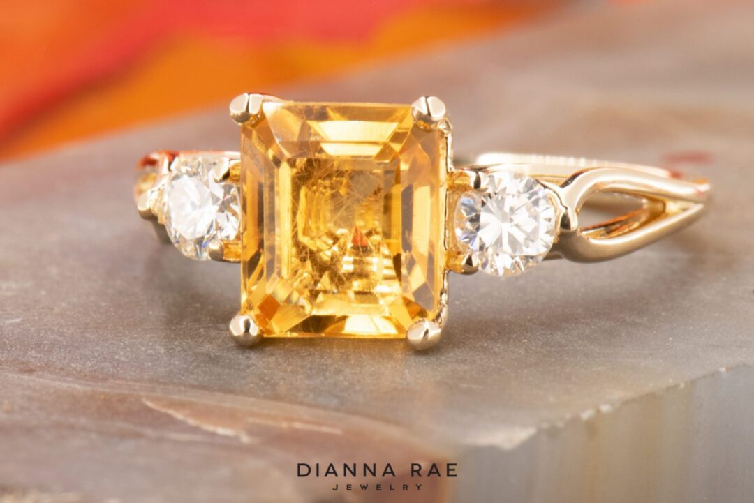14K Yellow Gold Citrine and Diamond Ring - Image 3