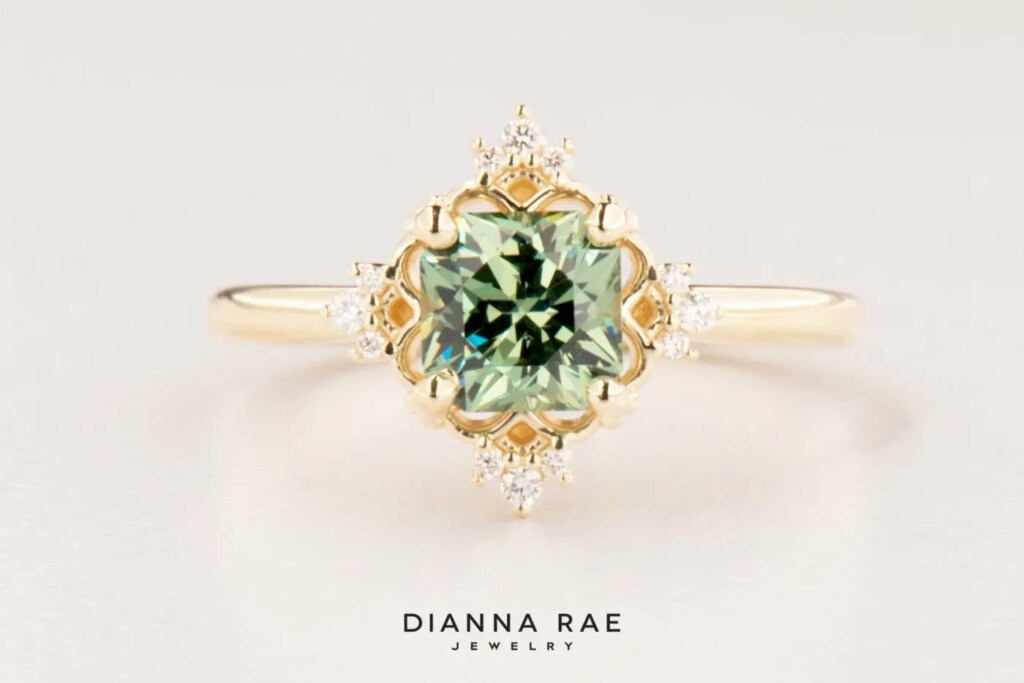 Yellow Gold Demantoid Garnet Ring