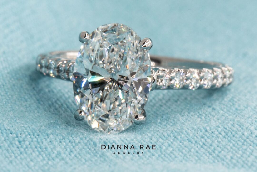 14k White Gold Oval And Accented Diamond Engagement Ring - Image 3