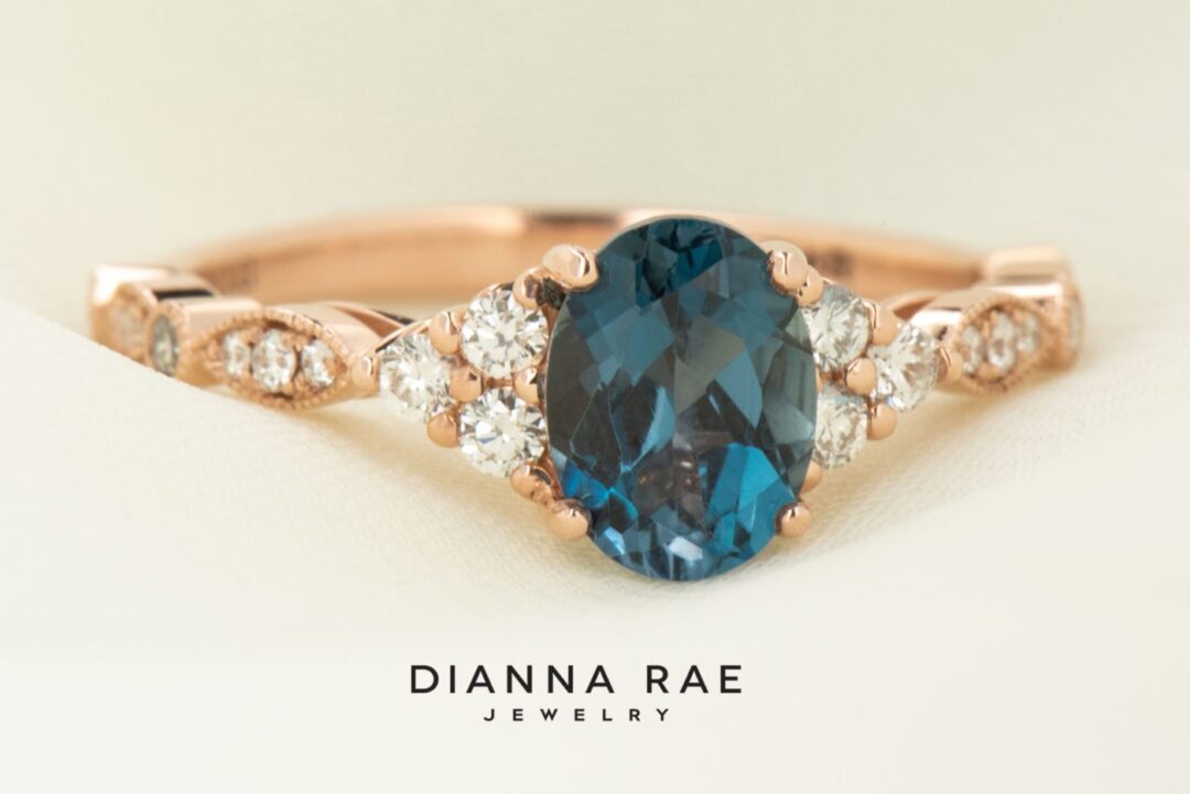 14k Rose Gold London Blue Topaz Engagement Ring - Image 3