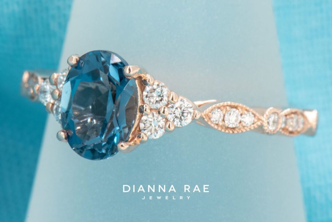 14k Rose Gold London Blue Topaz Engagement Ring - Image 4