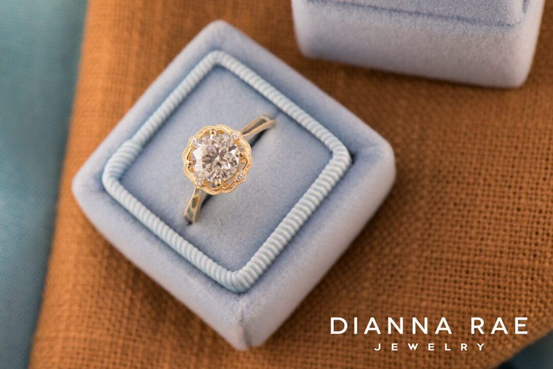 Daisy - Yellow Gold Engagement Ring with Milgrain Detail - Image 2