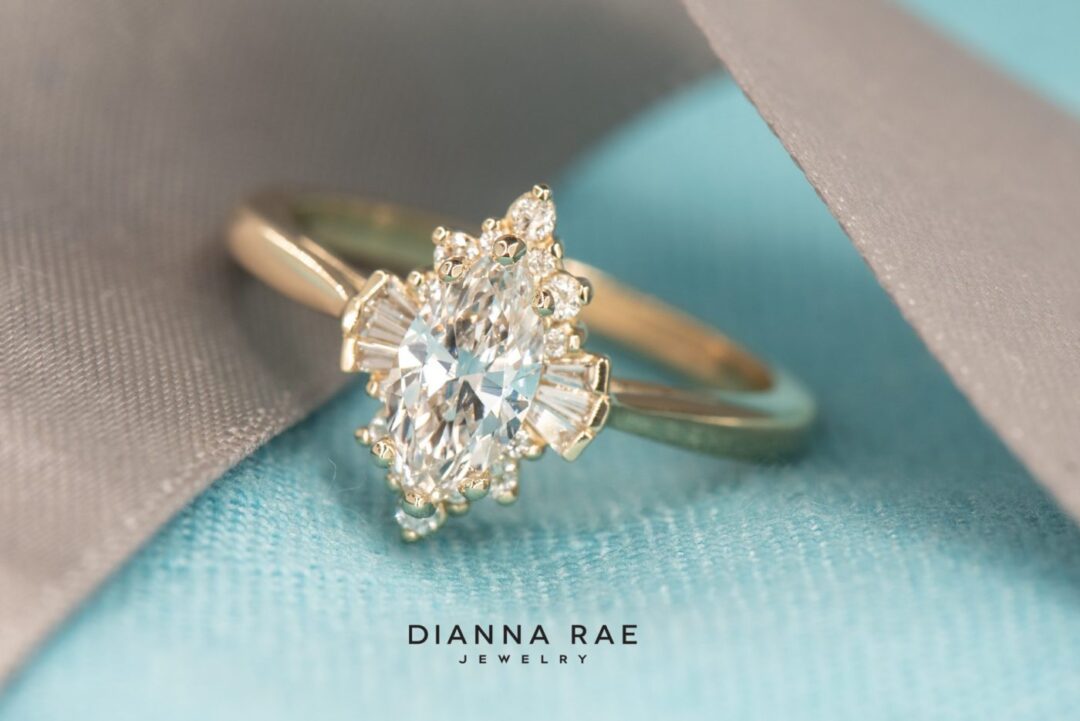 14k Yellow Gold Marquise Ballerina Engagement Ring - Image 5